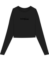 The Micro Rib Crop Long Sleeve - Black - Training Mate - Center Chest - Printed - Tone on Tone