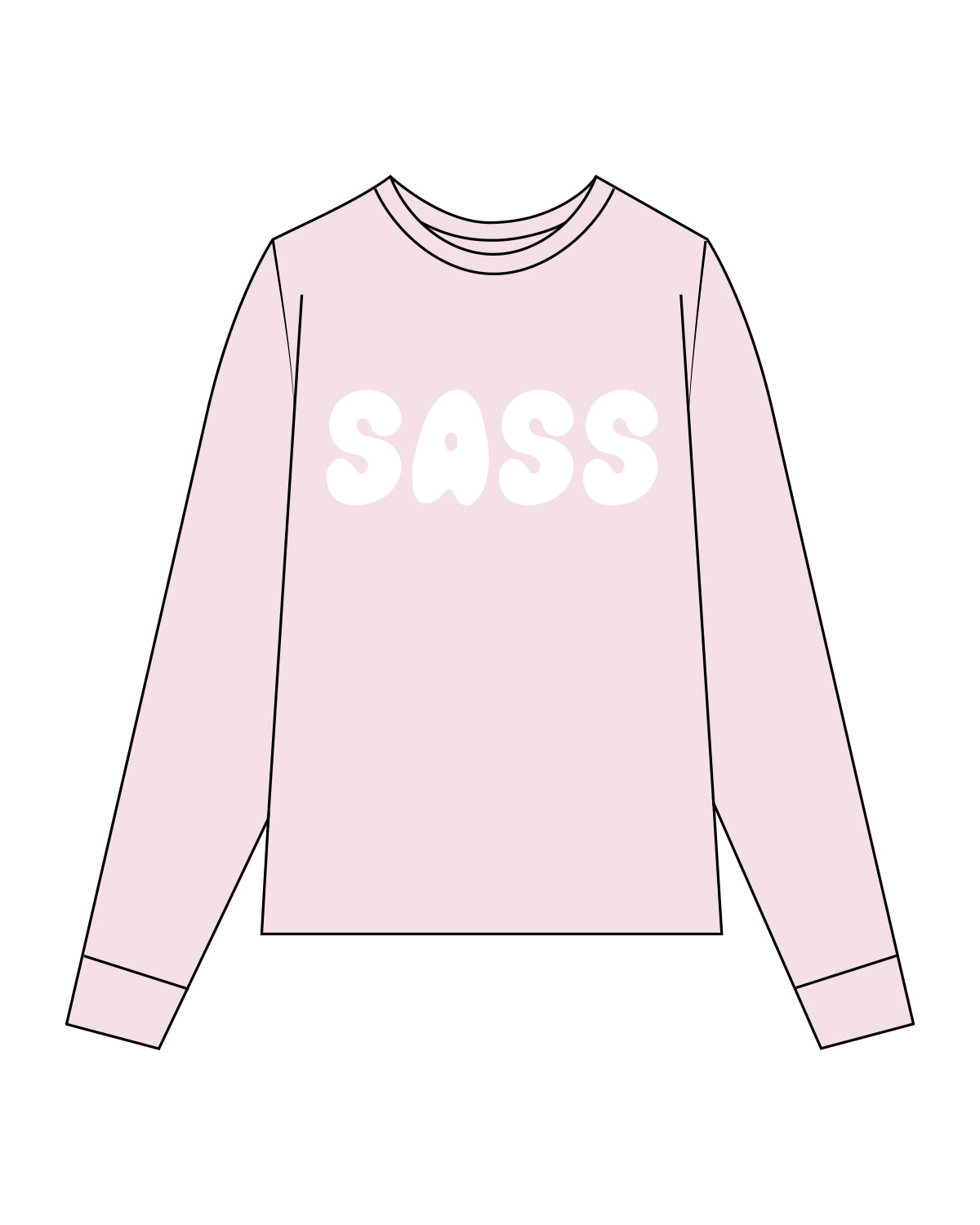 The Unisex Midweight Long Sleeve - Blossom - Sweat & Shine - Center Chest - White