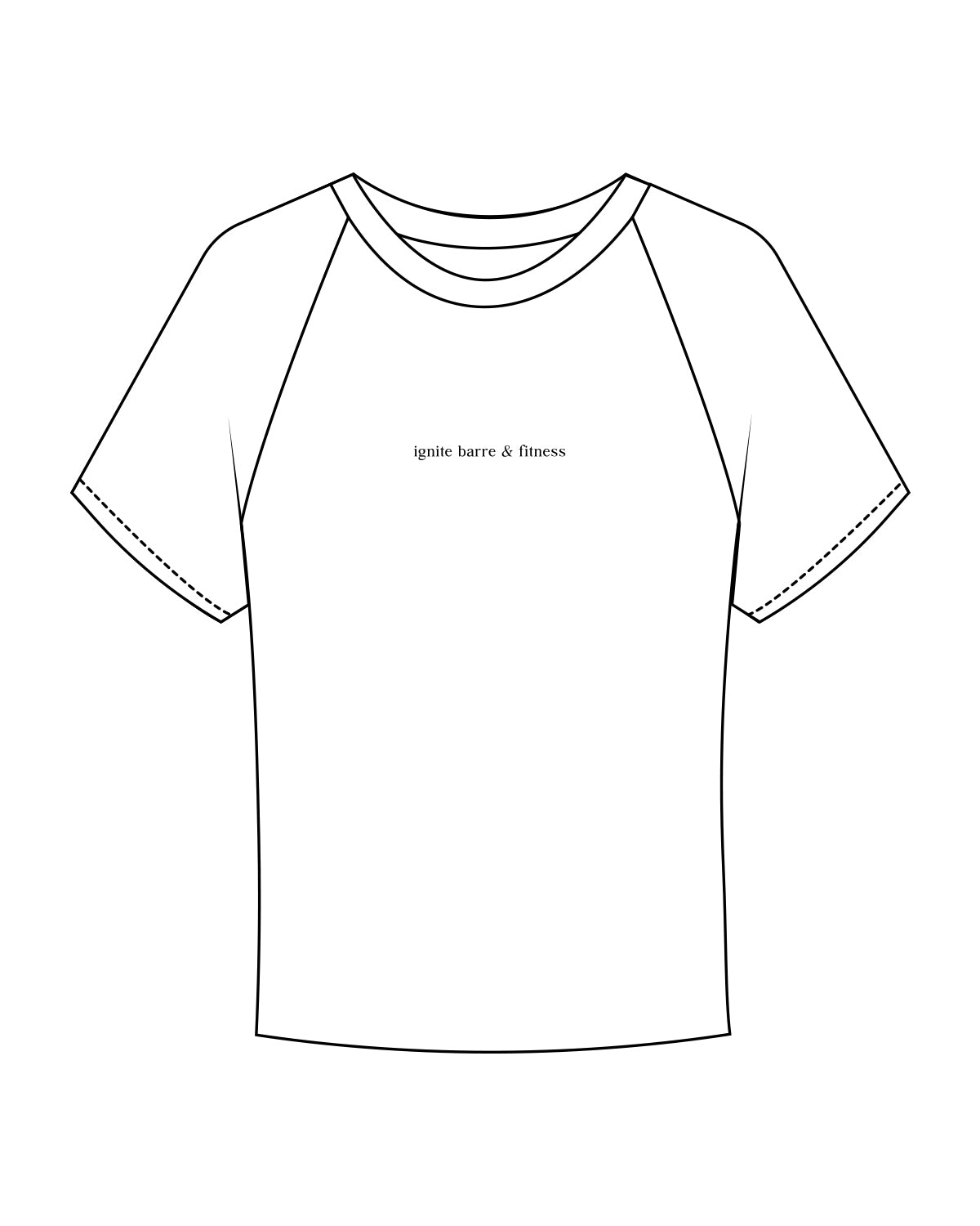 The Micro Rib Baby Tee - White - Ignite Barre & Fitness - Center Chest - Black Printed