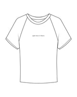 The Micro Rib Baby Tee - White - Ignite Barre & Fitness - Center Chest - Black Printed