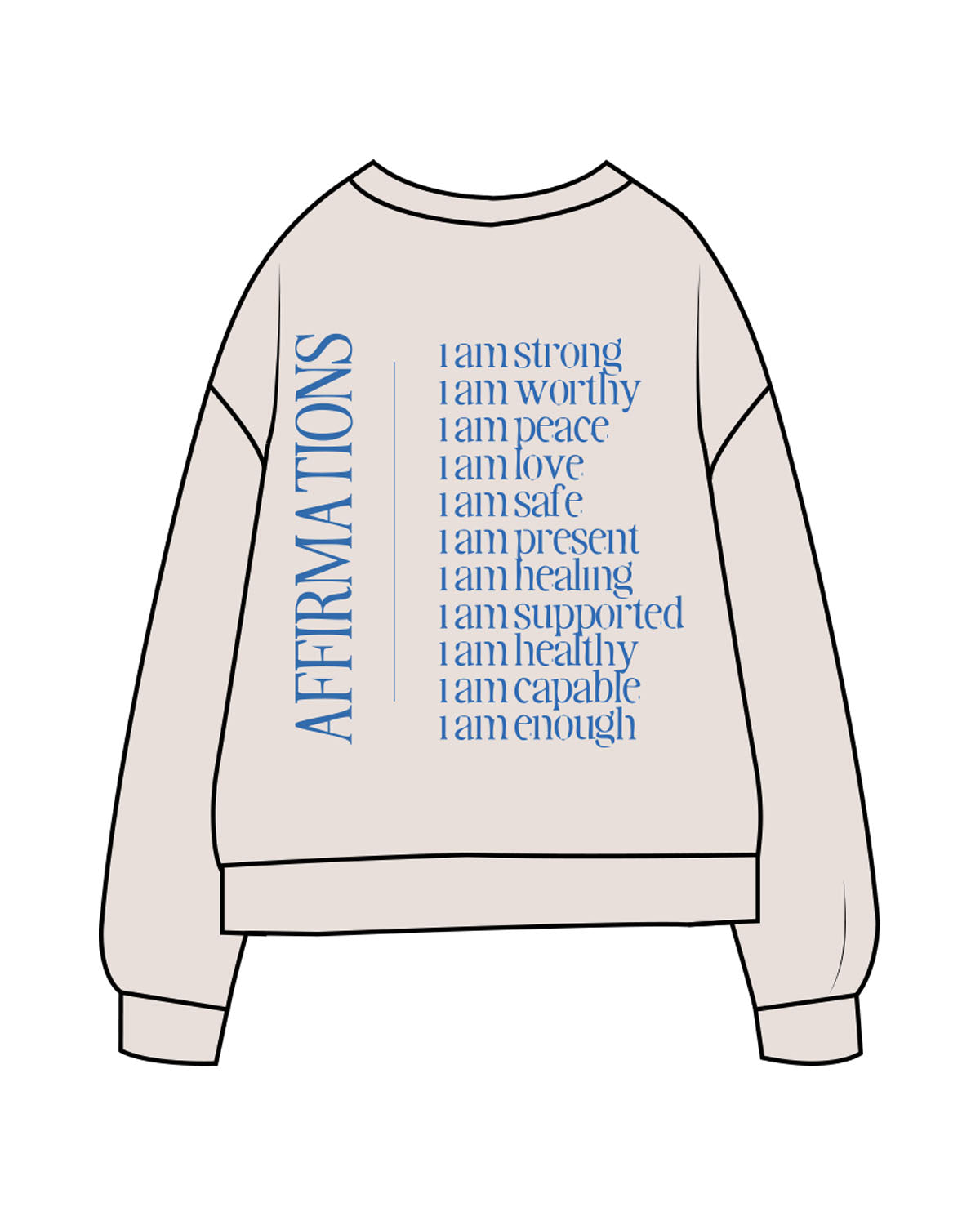 The Midweight Unisex Crewneck - Washed Ivory - Set Studio - Center Chest & Center Back - Printed - Blue