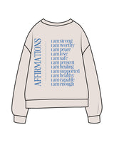 The Midweight Unisex Crewneck - Washed Ivory - Set Studio - Center Chest & Center Back - Printed - Blue