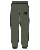 The Mens Sweatpants - Cypress - Lucky Penny - Left Leg Stacked - Printed - Black
