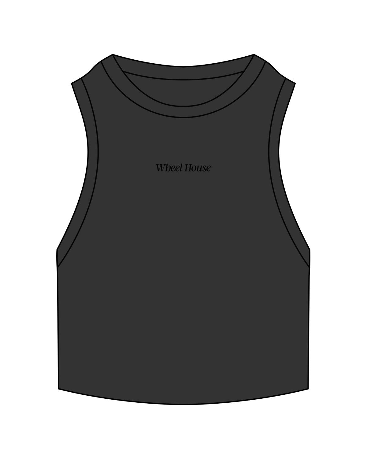 The Ribbed Crop Tank - Washed Black - Wheel House NY - Center Chest - Embroidered - Black