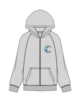 The Womens Zip Hoodie - Heather - Coastal Core - Left Chest - Moon - Icon - Back Center Stacked - Full Color