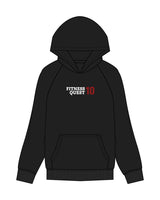 The Mens Hoodie - Black - Fitness Quest 10 - Center Chest Stacked & Back Stacked - Full Color