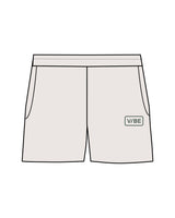 The Womens Sweat Shorts - Bone - The Vibe - Left Leg - Printed - Dark Green