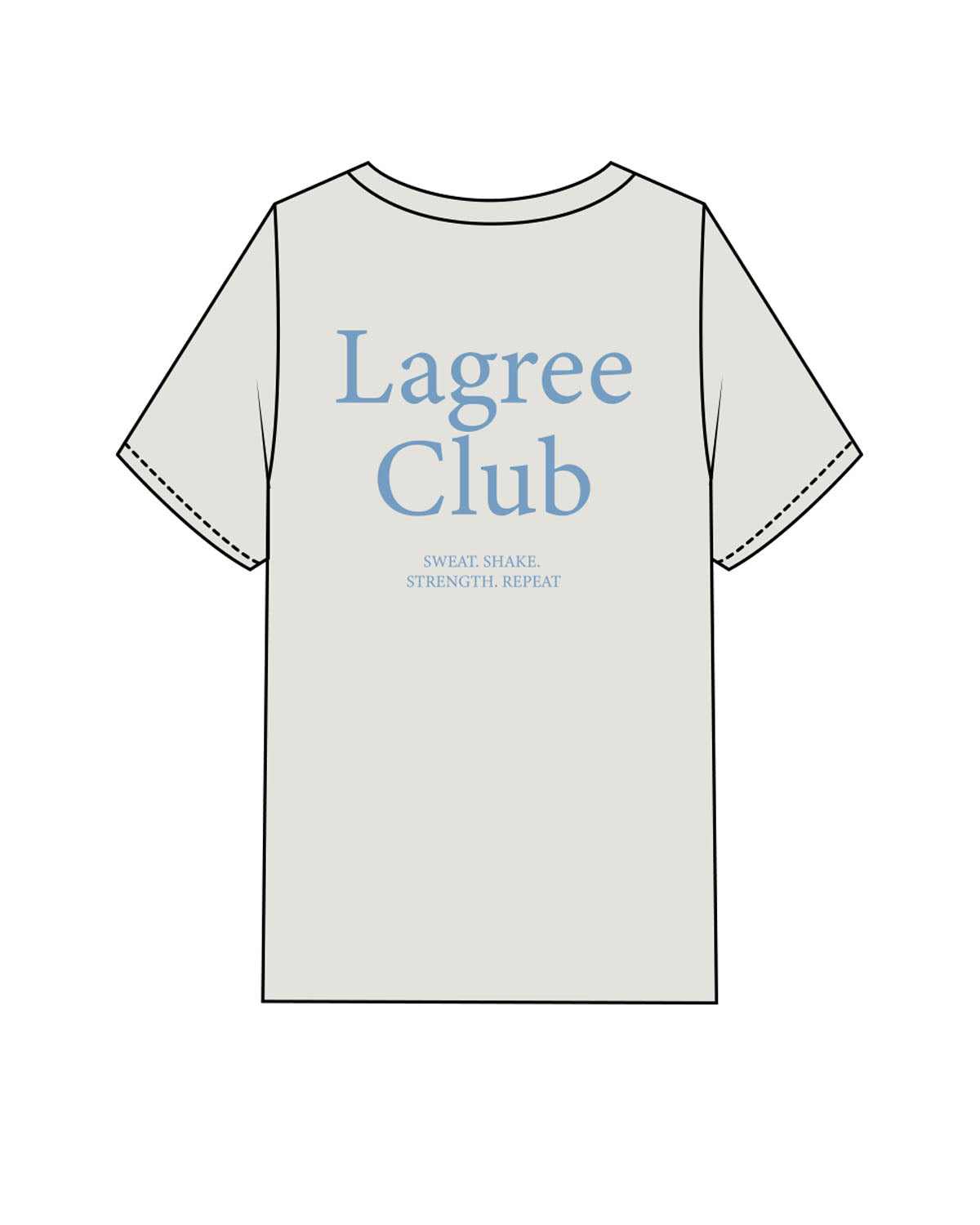 The Womens Heavyweight Tee - Washed Bone - Bodicore - Left Chest & Back Stacked - Printed - Blue
