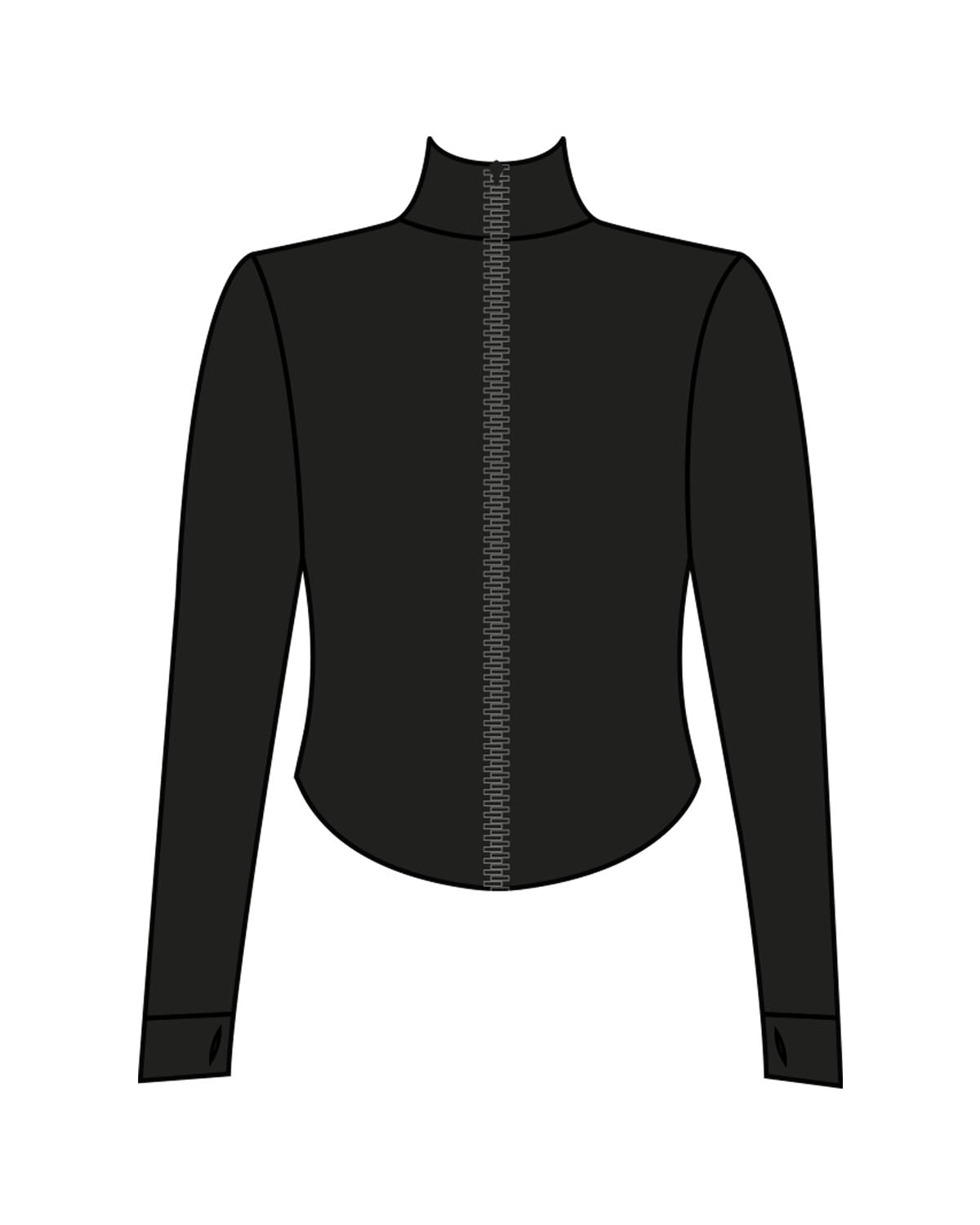 The 3/4 Crop Zip Jacket - Black - Platinum Pilates - Back Top - Printed - White