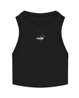 The Ribbed Crop Tank - Black - Training Mate - Center Chest - Embroidered - White