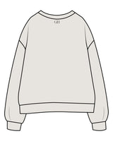 The Womens Crewneck - Washed Bone - Golden Hour Pilates - Chest Stacked - Back Neckline - Printed - Washed Black