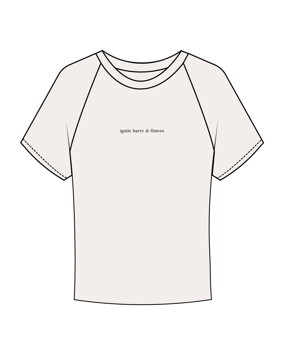 The Micro Rib Baby Tee - Natural - Ignite Barre & Fitness - Center Chest - Black Printed