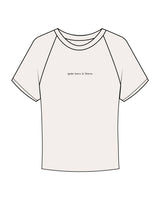 The Micro Rib Baby Tee - Natural - Ignite Barre & Fitness - Center Chest - Black Printed