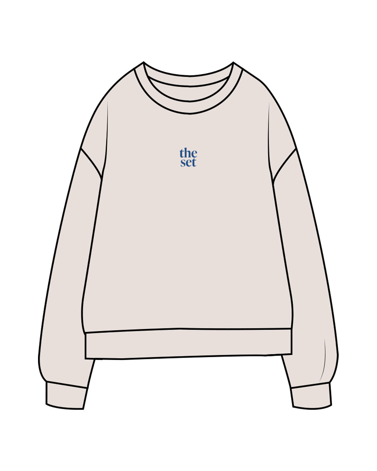 The Midweight Unisex Crewneck - Washed Ivory - Set Studio - Center Chest & Center Back - Printed - Blue