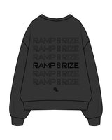 The Womens Crewneck - Washed Black - Ramp N Rize - Center Chest & Back Stacked - Black