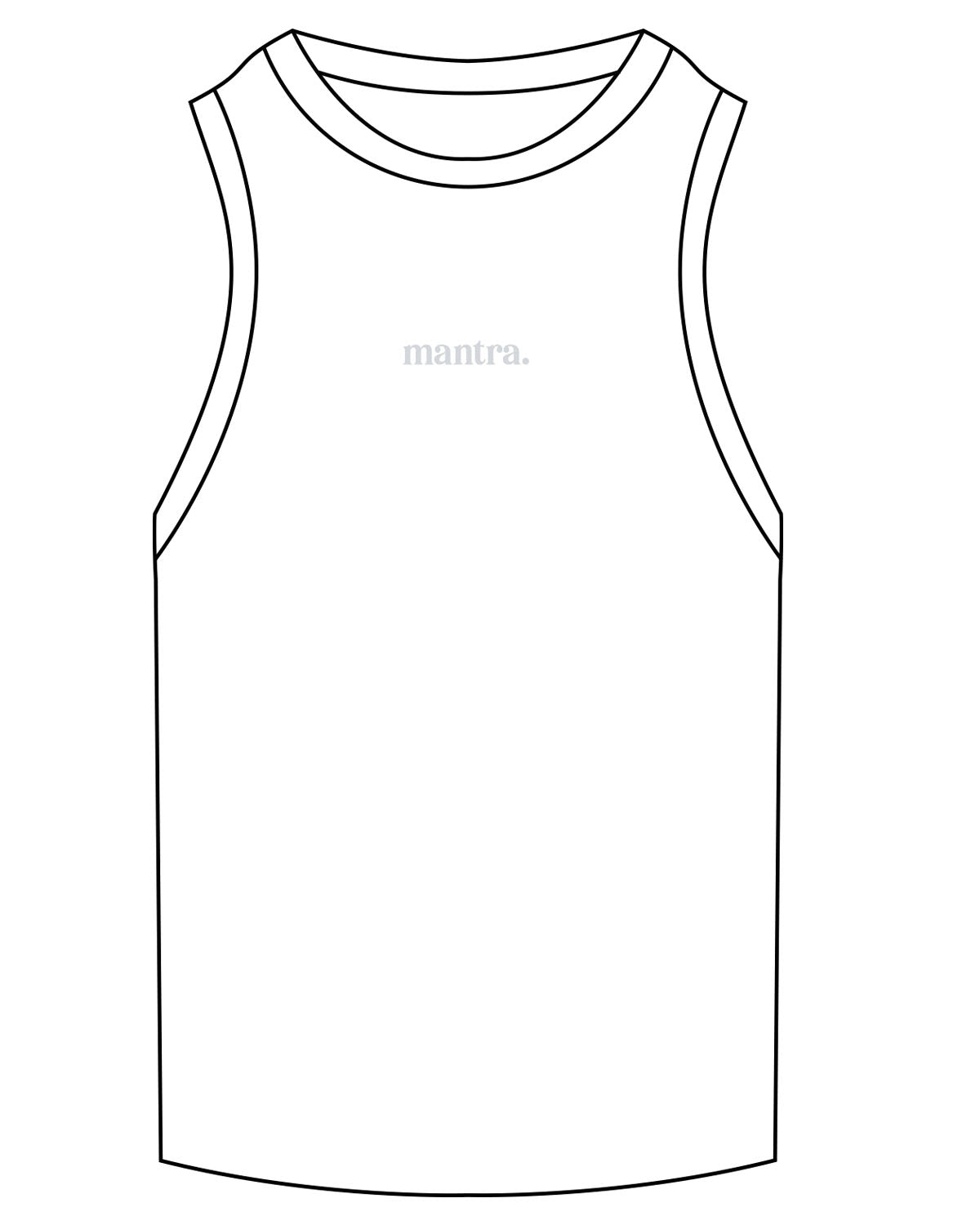 The Ribbed Full Length Tank - White - Center Chest - Embroidered - Tone on Tone