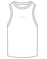 The Ribbed Full Length Tank - White - Center Chest - Embroidered - Tone on Tone