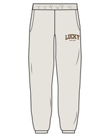 The Mens Sweatpants - Washed Bone - Lucky Penny - Left Leg Stacked - Printed - Rust