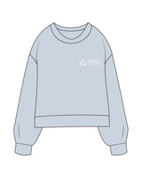 The Womens Sueded Crewneck - Denim Blue - Pacific Ridge - LEft Chest Stacked - Embroidered - White