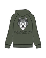 The Mens Hoodie - Cypress - Collaborative Dog - Left Chest Stacked & Back Stacked - Full Color