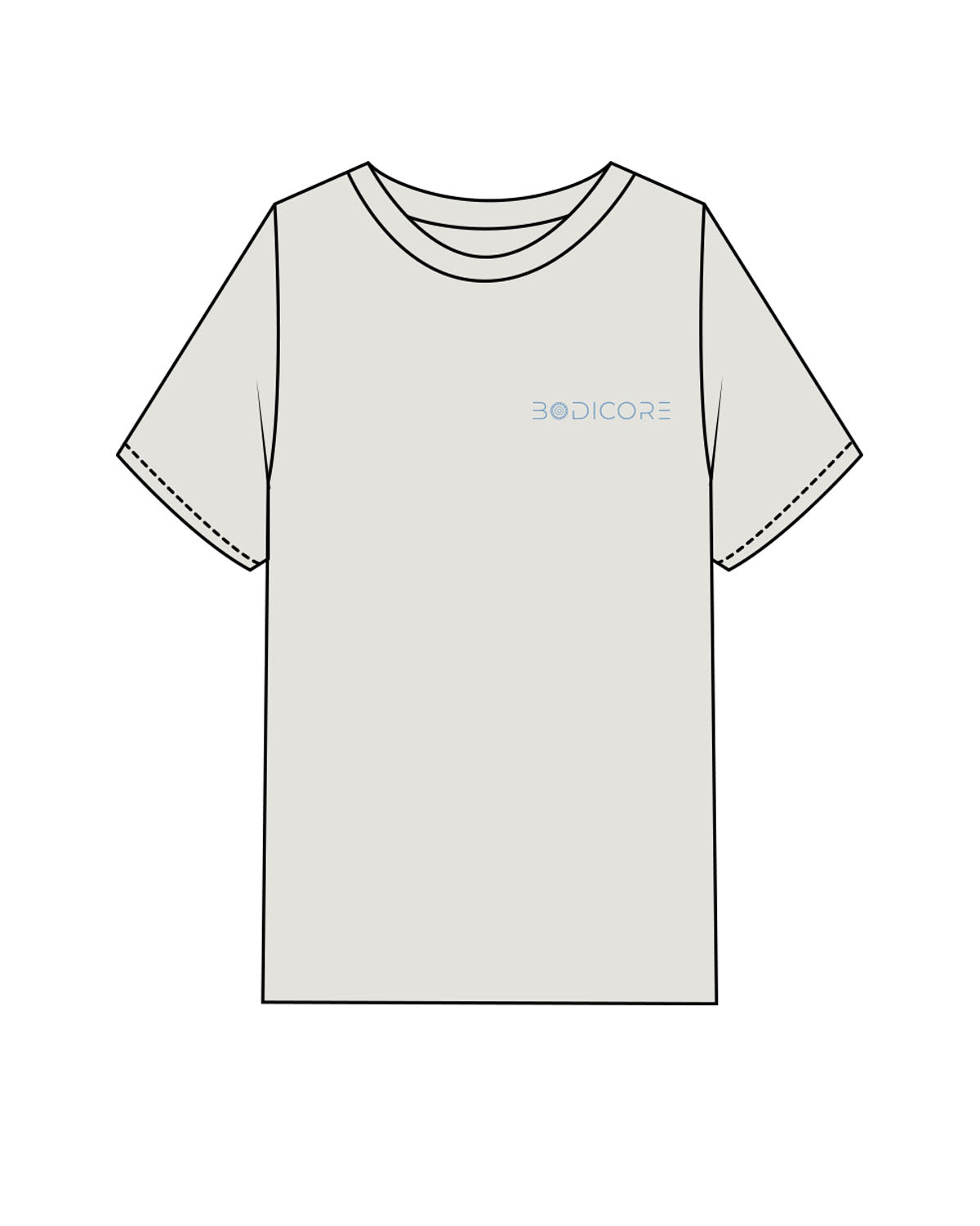 The Womens Heavyweight Tee - Washed Bone - Bodicore - Left Chest & Back Stacked - Printed - Blue