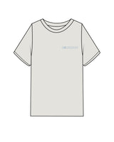 The Womens Heavyweight Tee - Washed Bone - Bodicore - Left Chest & Back Stacked - Printed - Blue