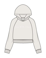 The Womens Crop Hoodie - Bone - Sweat & Shine - Center Chest - White
