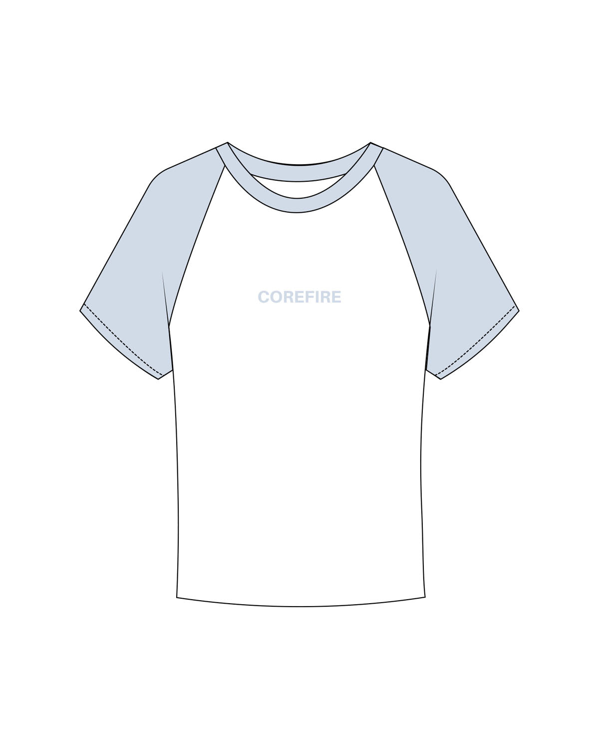 The Micro Rib Baby Tee - White / Baby Blue - Corefire - Center Chest "COREFIRE" - Printed - Baby Blue