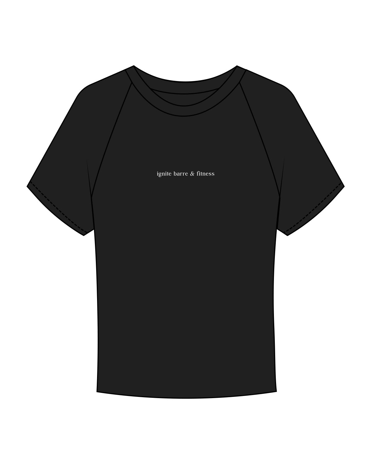 The Micro Rib Baby Tee - Black - Ignite Barre & Fitness - Center Chest -  White Printed