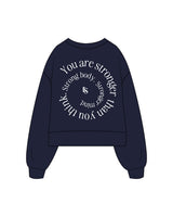 The Womens Heavyweight Crop - Navy - Set Studio - Right Sleeve & Center Back Circular - Printed - White