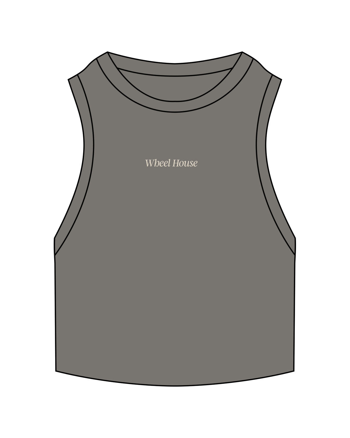 The Ribbed Crop Tank - Washed Gray - Wheel House NY - Center Chest - Embroidered - Off White