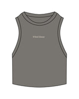 The Ribbed Crop Tank - Washed Gray - Wheel House NY - Center Chest - Embroidered - Off White