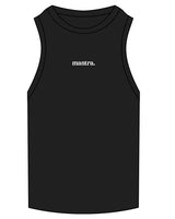 The Ribbed Full Length Tank - Black - Center Chest - Embroidered - White