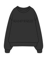 The Womens Crewneck - Washed Black - Ramp N Rize - Center Chest & Back Stacked - Black