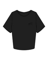 The Crop Tee - Black - Studio 11 - Left Chest & Center Back Vertical - Tone on Tone