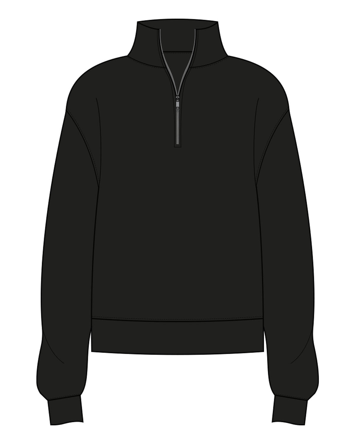 The Womens 1/4 Zip - Black - Gladden Gains - Back Center Stacked - White