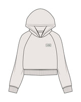 The Womens Crop Hoodie - Bone -The Vibe - Left Chest - Printed - Dark Green
