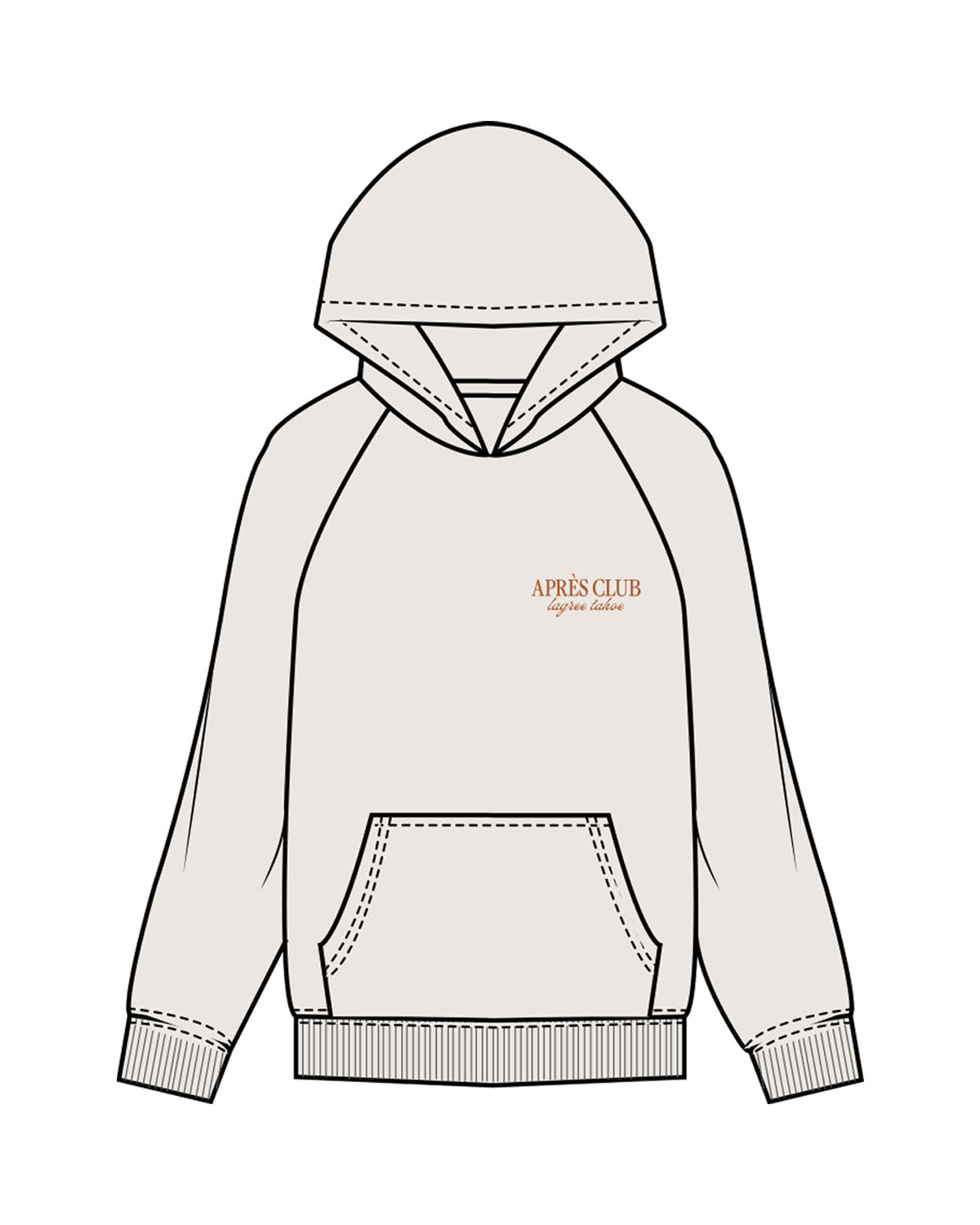 The Womens Hoodie - Bone - Lagree Tahoe - Left Chest Stacked & Center Back Stacked Logo - Printed - Full Color