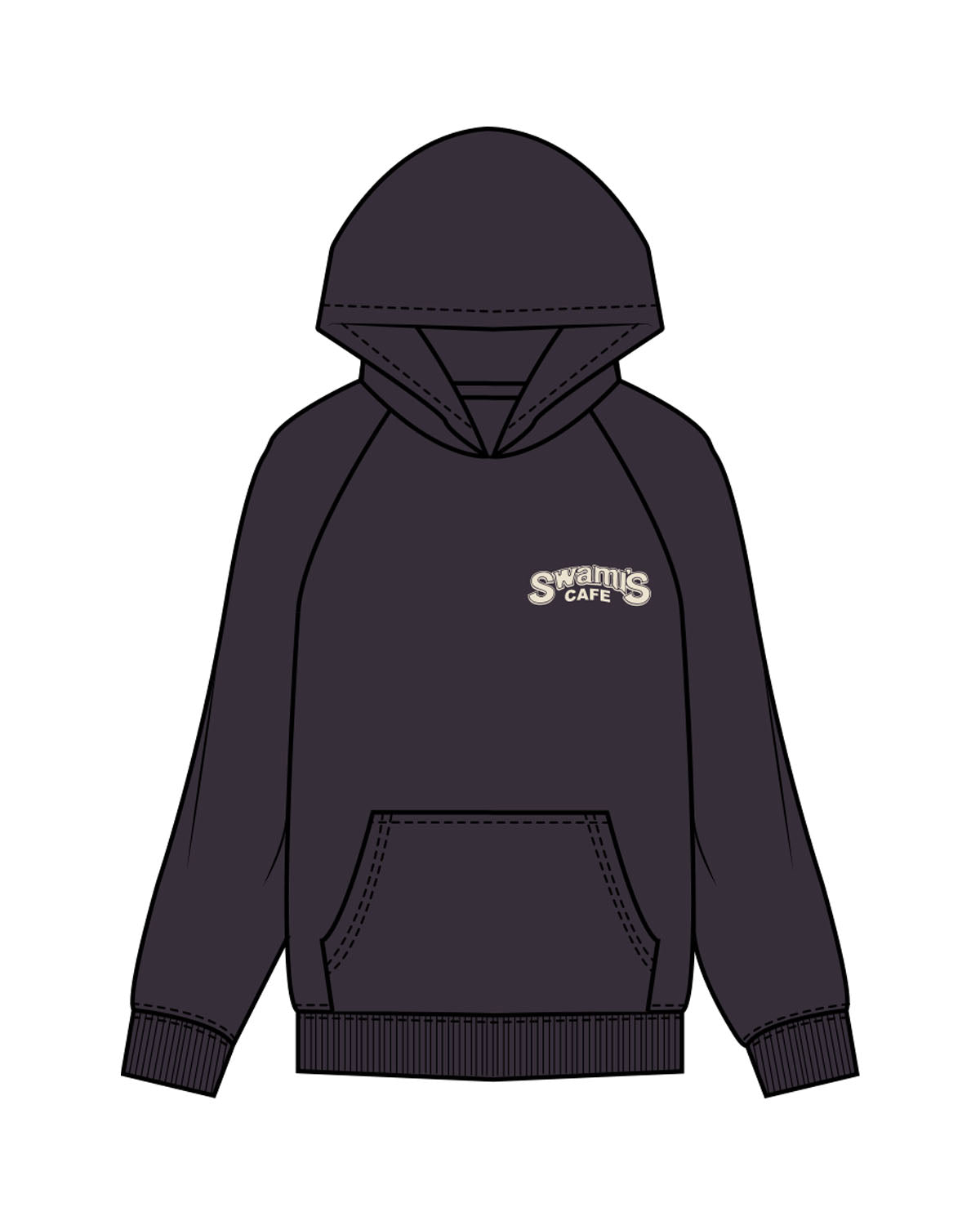 The Mens Hoodie - Ink - Swamis Endless - Left Chest Stacked & Back "ENDLESS COFFEE" - Printed - Full Color