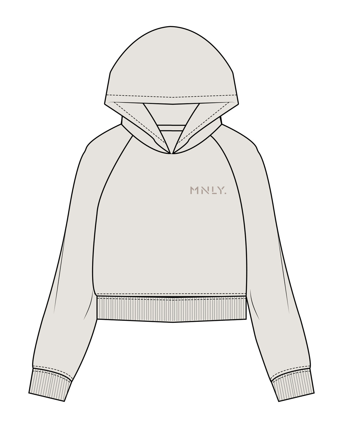 The Womens Crop Hoodie - Bone - MNLY - Left Chest - Embroidered - Tone on Tone