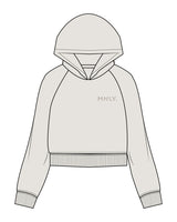 The Womens Crop Hoodie - Bone - MNLY - Left Chest - Embroidered - Tone on Tone