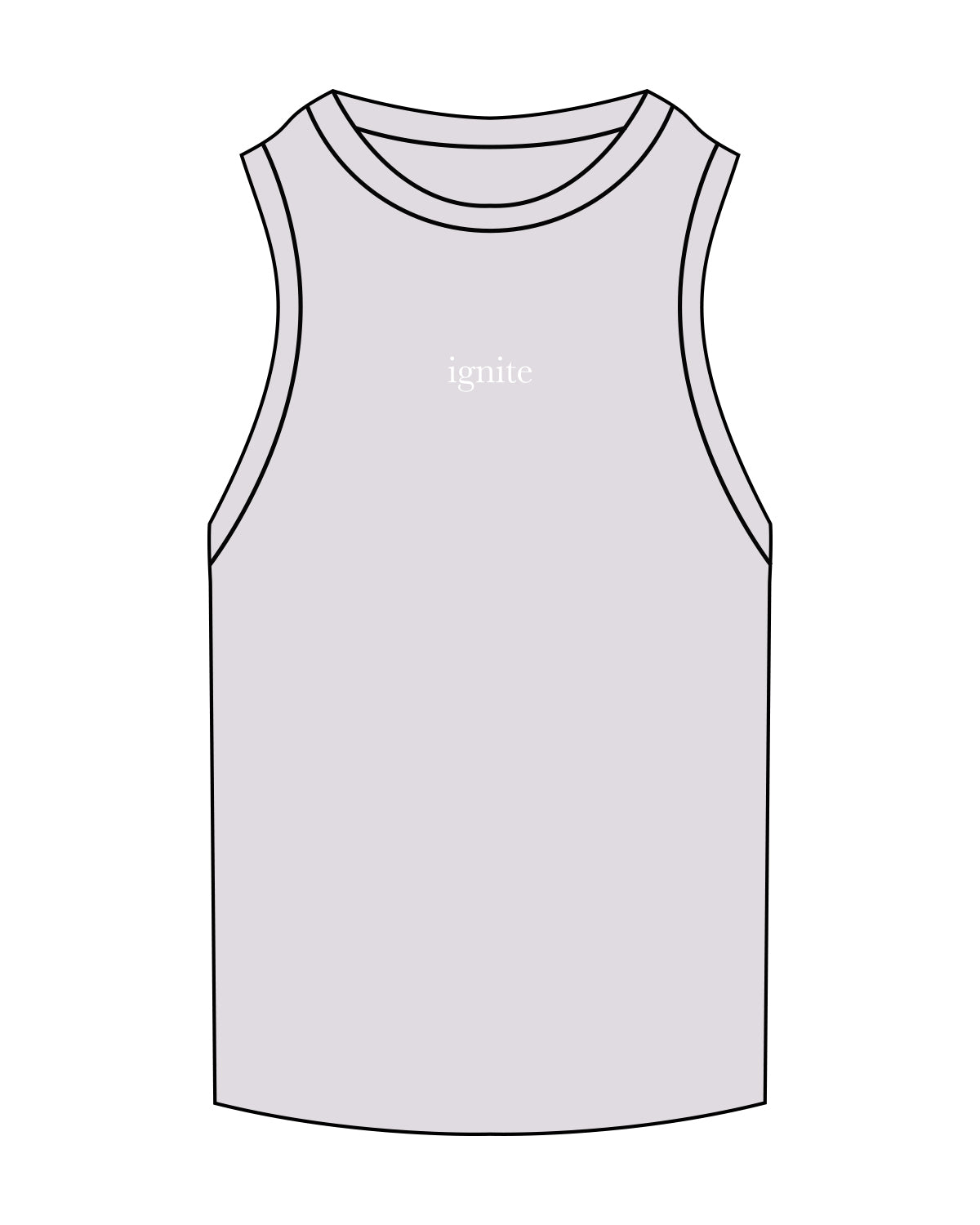 The Ribbed Full Length Tank - Orchid - Ignite Barre & Fitness - Center Chest - Embroidered - White