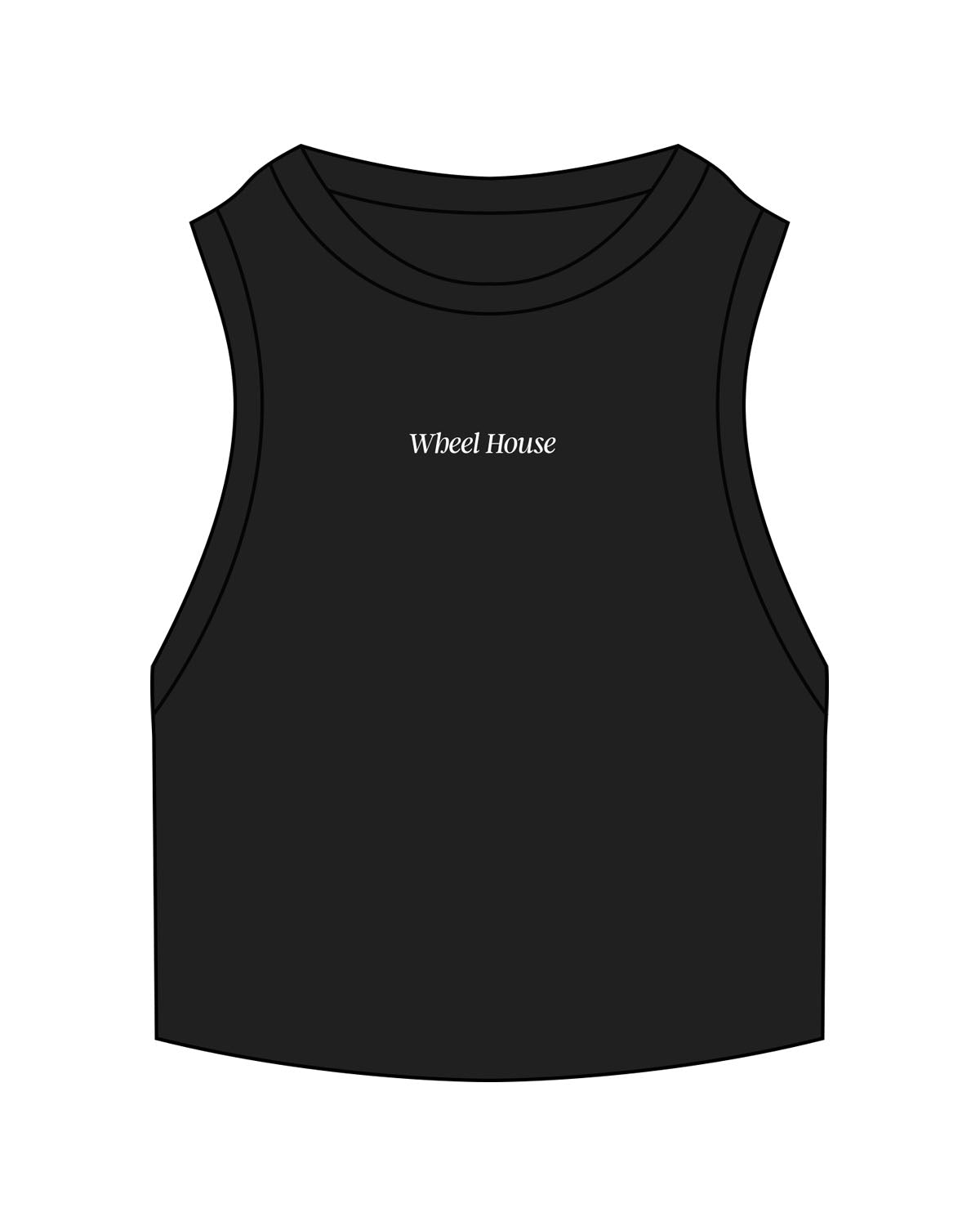 The Ribbed Crop Tank - Black - Wheel House NY - Center Chest - Embroidered - White