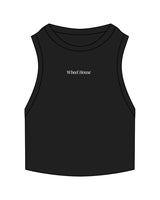The Ribbed Crop Tank - Black - Wheel House NY - Center Chest - Embroidered - White
