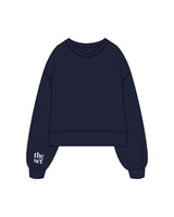 The Womens Heavyweight Crop - Navy - Set Studio - Right Sleeve & Center Back Circular - Printed - White