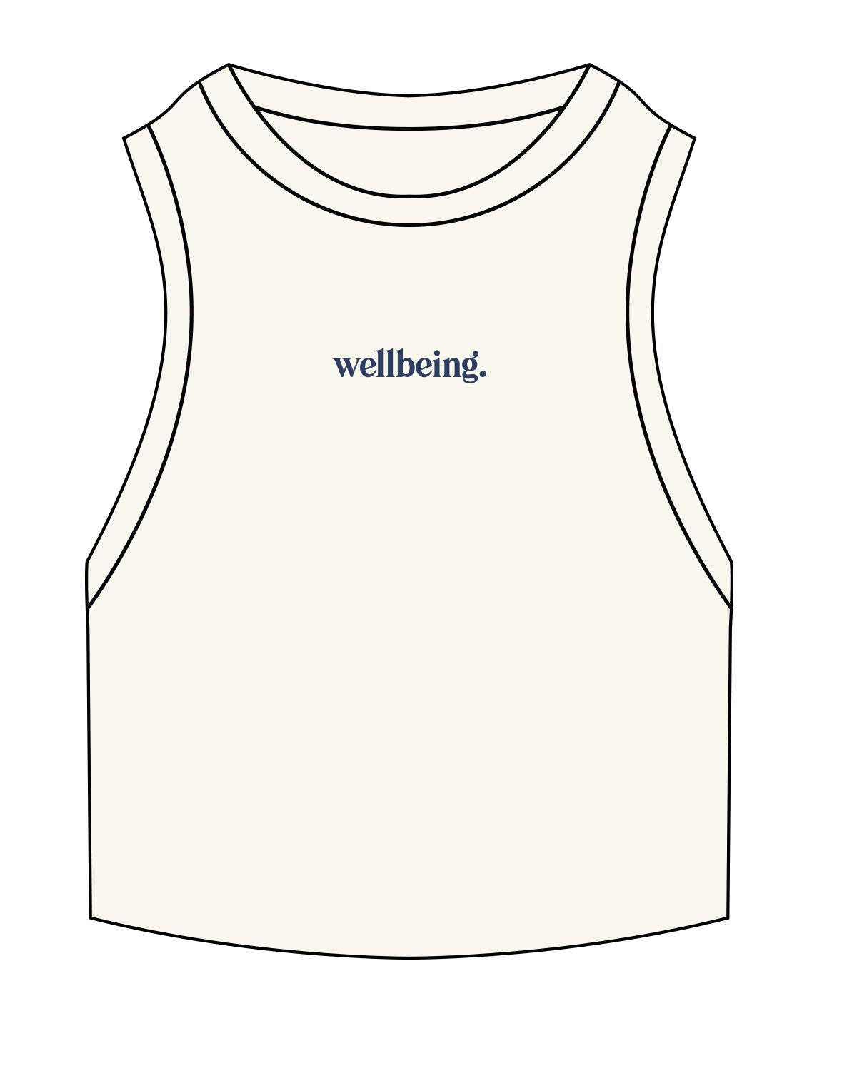 The Ribbed Crop Tank - Off White - Mantra - Center Chest - Embroidered - Blue