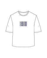 The Oversized Crop Tee - White - Corefire - Center Chest Stacked - Printed - Navy