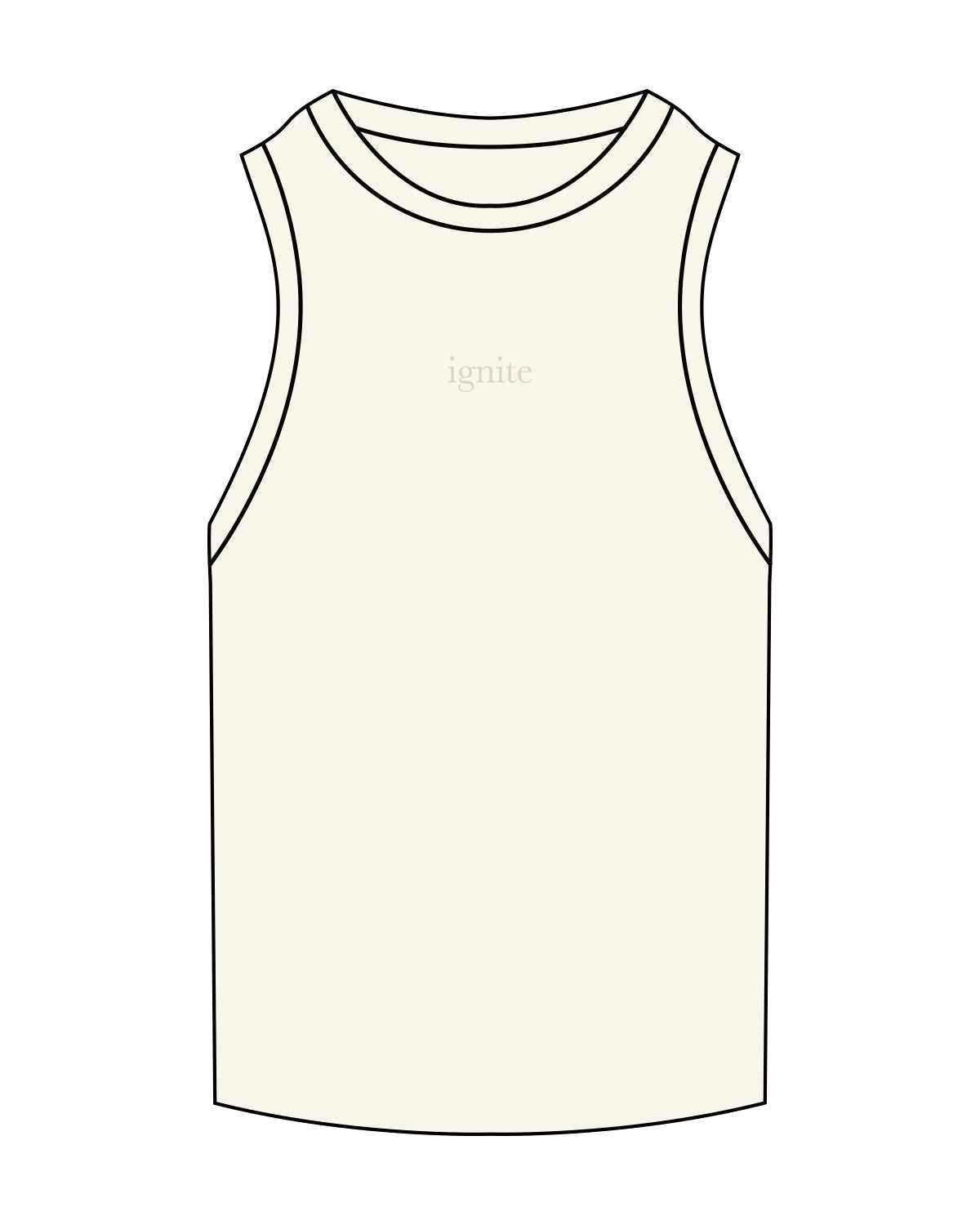 The Ribbed Full Length Tank - Off White - Ignite Barre & Fitness - Center Chest - Embroidered - Off White