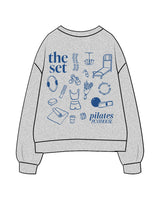 The Womens Crewneck - Heather - Set Studio - Left Chest & Full Back - Printed - Blue