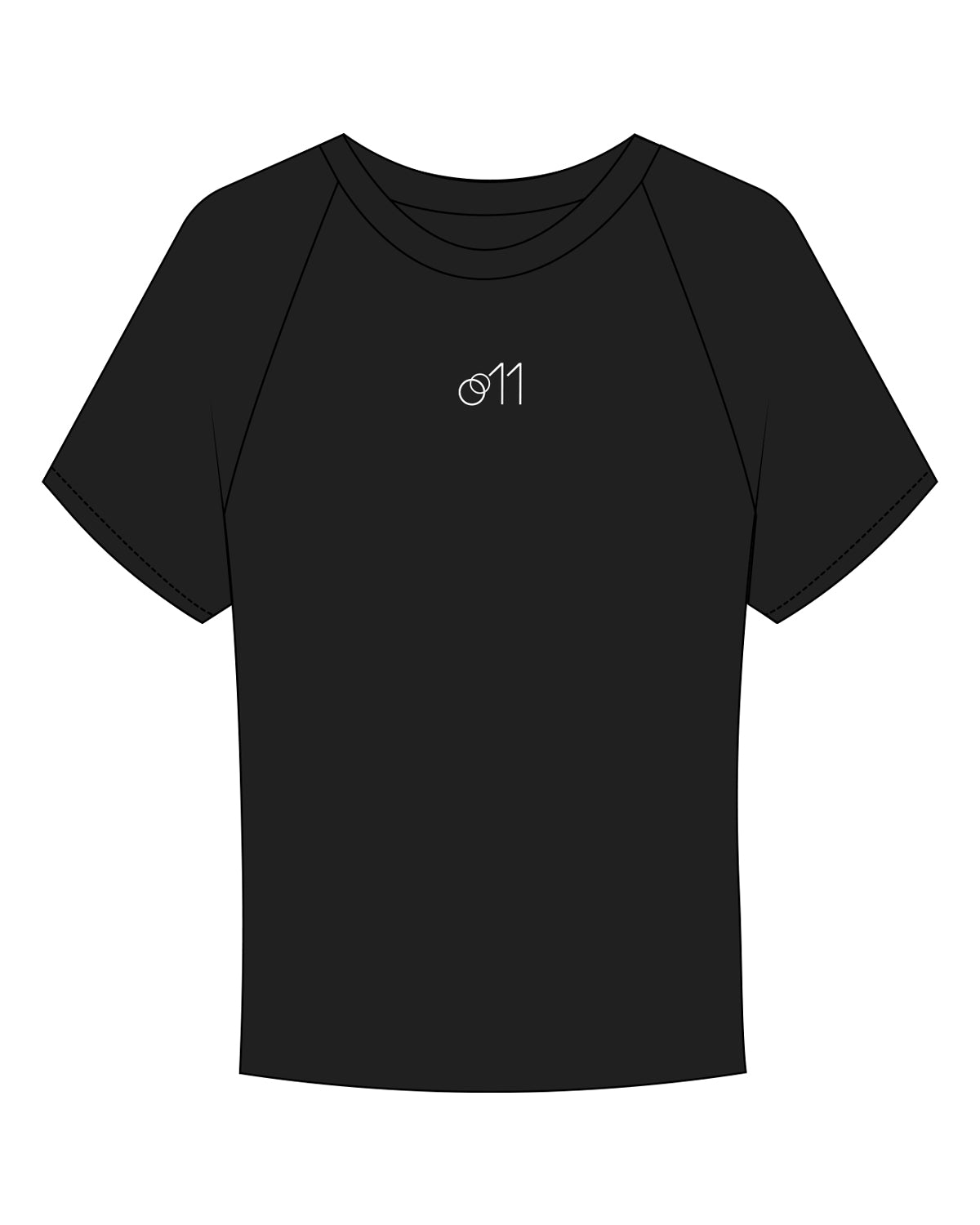 The Micro Rib Baby Tee - Black - Studio 11 - Center Chest - Printed - White